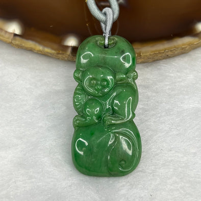 Type A Full Green Monkey Jade Jadeite Pendant 14.90g 44.5 by 21.4 by 6.6mm - Huangs Jadeite and Jewelry Pte Ltd