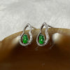 Type A Yang Green Jade Jadeite Hulu Earrings 18k white gold & natural diamonds 0.9g 10.8 by 7.3 by 2.9mm - Huangs Jadeite and Jewelry Pte Ltd