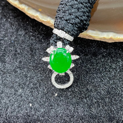 Type A Burmese Jade Jadeite 18k gold with diamonds adapter - 6.3G size of jade 9.6 by 7.8mm - Huangs Jadeite and Jewelry Pte Ltd