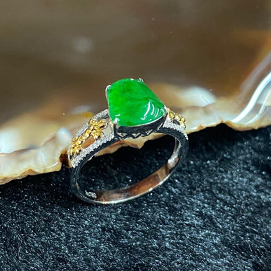 Type A Burmese Jade Jadeite 18k gold Ring - 2.63g jade 8.8 by 8.0 by 1.5mm inner diameter 16.9mm US6.5 HK14.5 - Huangs Jadeite and Jewelry Pte Ltd
