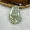 Type A Semi Icy Green Jade Jadeite 18K Gold Clasp Milo Buddha - 6.88g  33.0 by 22.0 by 4.8mm - Huangs Jadeite and Jewelry Pte Ltd
