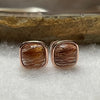 Natural Copper Rutilated Quartz 铜发晶 925 Silver Earrings 0.99g 7.2 by 7.2 by 3.6mm - Huangs Jadeite and Jewelry Pte Ltd