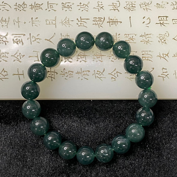 Type A Icy Green Jade Jadeite Bracelet - 30.61g 9.7mm/bead 19 beads - Huangs Jadeite and Jewelry Pte Ltd