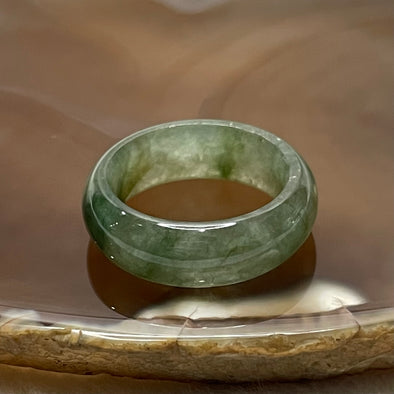 Type A Semi Icy Green Piao Hua Jade Jadeite Ring - 4.62g US 8 HK 18 Thickness 7.3 by 3.5mm Inner Diameter 18.3mm - Huangs Jadeite and Jewelry Pte Ltd