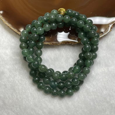 Type A Oily Green Jade Jadeite Necklace 68.24g 7.3mm/bead 108 beads - Huangs Jadeite and Jewelry Pte Ltd