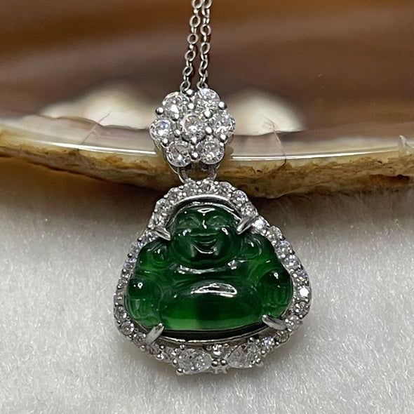 Type A Green Omphacite Jade Jadeite Milo Buddha - 2.99g 24.2 by 16.8 by 5.4mm - Huangs Jadeite and Jewelry Pte Ltd