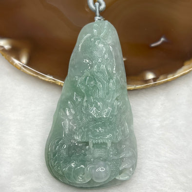 Type A Semi Icy Green and Lavender Jadeite Dragon Pendant 85.80g 83.1 by 44.1 by 19.9mm - Huangs Jadeite and Jewelry Pte Ltd