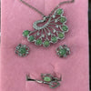Type A Burmese Jade Jadeite 925 Sliver Set - 3 certs Ring Size Adjustable - Huangs Jadeite and Jewelry Pte Ltd