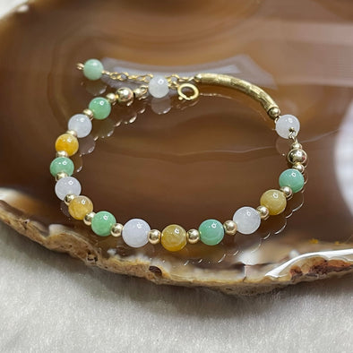 Type A 14k gold filled Mixed Jade Jadeite Bracelet 5.69g 5.5mm/bead - Huangs Jadeite and Jewelry Pte Ltd