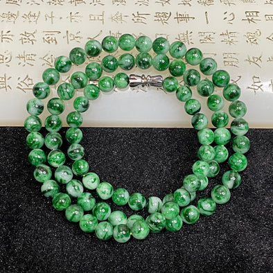 Type A Spicy Green Jade Jadeite Necklace 37.43g 5.7-6.4mm/bead 88 beads - Huangs Jadeite and Jewelry Pte Ltd