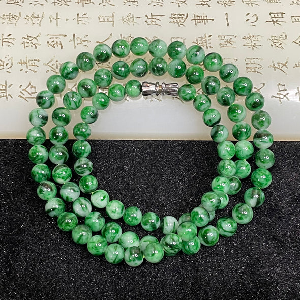 Type A Spicy Green Jade Jadeite Necklace 37.43g 5.7-6.4mm/bead 88 beads - Huangs Jadeite and Jewelry Pte Ltd