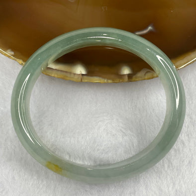 Semi ICY Type A Green with Yellow Patches Jadeite Oval Bangle 50.53g inner diameter 57.8mm 14.6 by 7.2mm - Huangs Jadeite and Jewelry Pte Ltd