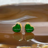Type A Full Green Old Mine Jade Jadeite Heart Shaped Earrings 18k Yellow Gold 2.55g 9.9 by 10.8 by 5.1mm - Huangs Jadeite and Jewelry Pte Ltd