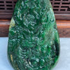 18K Yellow Gold Rare Type A Blueish Green with Dark Blueish Green Patches Jade Jadeite Authority Dragon Pendant with NGI Cert 159.56 cts 70.29 by 42.62 by 6.08mm - Huangs Jadeite and Jewelry Pte Ltd