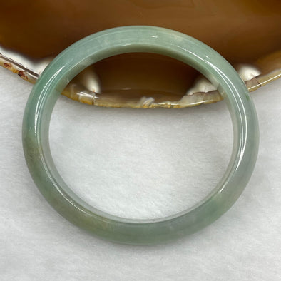 Type A Green Jadeite Oval Bangle (NO LINE) 62.18g inner diameter 54.0mm 13 by 6.7mm - Huangs Jadeite and Jewelry Pte Ltd