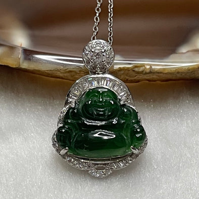 Type A Green Omphacite Jade Jadeite Milo Buddha - 2.72g 23.7 by 16.2 by 5.9mm - Huangs Jadeite and Jewelry Pte Ltd