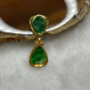 Type A Spicy Green Tear Drop Design Jade Jadeite 18k Yellow gold 1.4g 26.9 by 9.7 by 4.3mm - Huangs Jadeite and Jewelry Pte Ltd