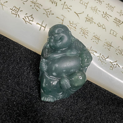 Type A Blueish Green Jade Jadeite Milo Buddha 32.86g 44.6 by 30.0 by 15.6mm - Huangs Jadeite and Jewelry Pte Ltd
