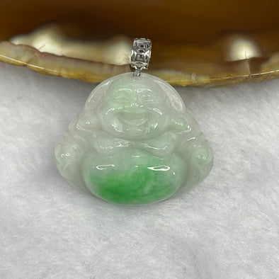 Type A Spicy Green Piao Hua Jade Jadeite Milo Buddha with 18K Gold Clasp -  6.18g 22.9 by 26.7 by 6.8mm - Huangs Jadeite and Jewelry Pte Ltd