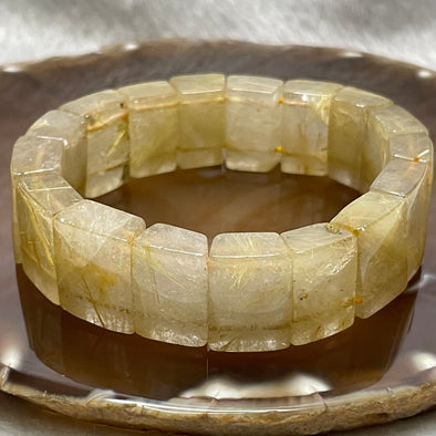 Natural Golden Rutilated Quartz Bracelet 手牌 - 73.68g 18.6 by 8.8mm/piece 17 pieces - Huangs Jadeite and Jewelry Pte Ltd