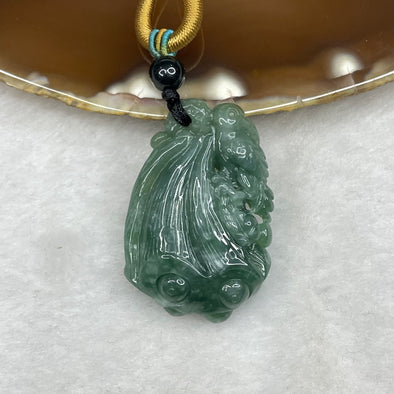 Type A Green Lotus Flower and Bird Jade Jadeite Necklace 15.8g 36.2 by 24 by 10.2mm - Huangs Jadeite and Jewelry Pte Ltd