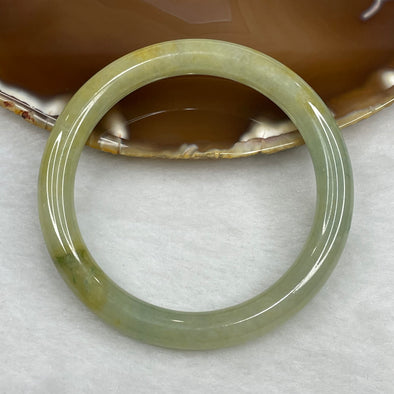 Type A Yellow and Green Jadeite Bangle 32.90g inner diameter 53.9mm 8.0 by 8.1mm - Huangs Jadeite and Jewelry Pte Ltd