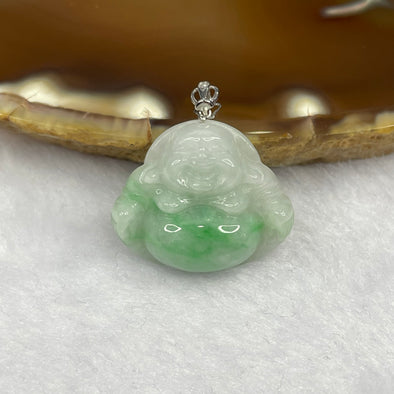 Type A Spicy Green Piao Hua Jade Jadeite Milo Buddha with 18K Gold Clasp -  4.13g 18.4 by 22.3 by 6.8mm - Huangs Jadeite and Jewelry Pte Ltd