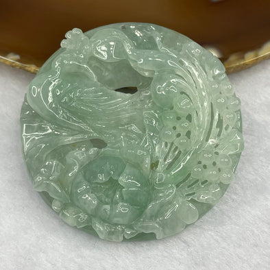 Type A Green Jadeite Phoenix Pendant 49.35g 54.3 by 54.3 by 11.4 mm - Huangs Jadeite and Jewelry Pte Ltd
