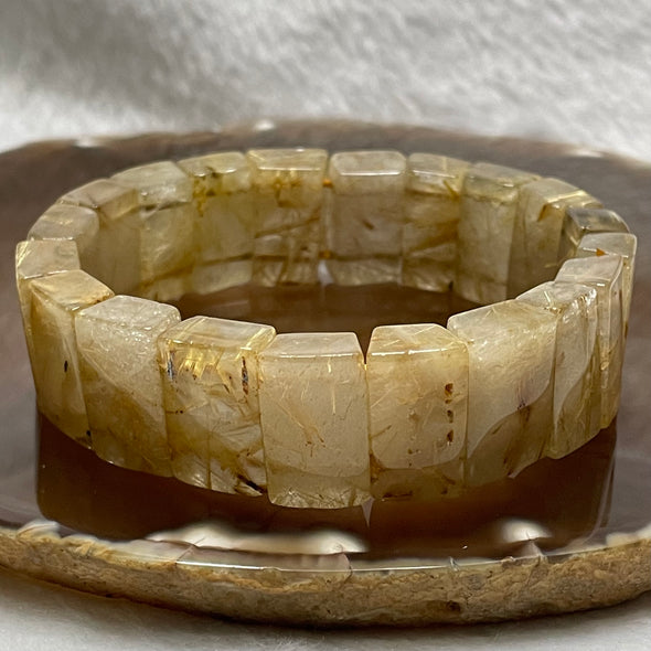 Natural Golden Rutilated Quartz Bracelet 手牌 - 65.93g 18.6 by 7.6mm/piece 20 pieces - Huangs Jadeite and Jewelry Pte Ltd