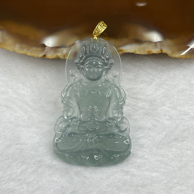 Type A Icy Green Jade Jadeite Guan Yin Pendant with 18K Gold Clasp - 4.28g 39.7 by 24.2 by 2.6mm - Huangs Jadeite and Jewelry Pte Ltd