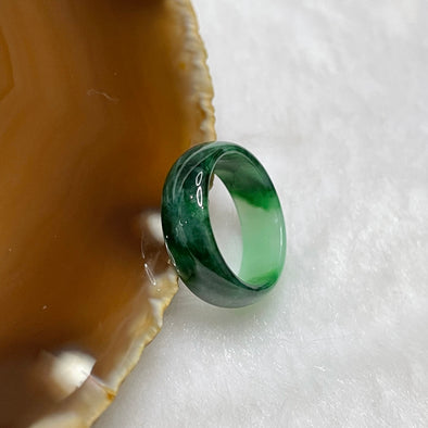Type A Spicy Green Jade Jadeite Ring 1.91g US4.5 HK9.5 Inner Diameter 15.3mm Thickness: 6.1 by 2.3mm - Huangs Jadeite and Jewelry Pte Ltd
