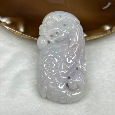 Type A Faint Lavender Jade Jadeite Dragon Carp Pendant 58.01g 66.5 by 36.8 by 12.3mm - Huangs Jadeite and Jewelry Pte Ltd