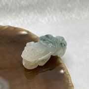 Type A Faint Green & Yellow Piao Hua with Brownish Yellow Spots Jade Jadeite Pixiu & Ruyi Charm - 14.16g 34.6 by 15.8 by 13.8mm - Huangs Jadeite and Jewelry Pte Ltd