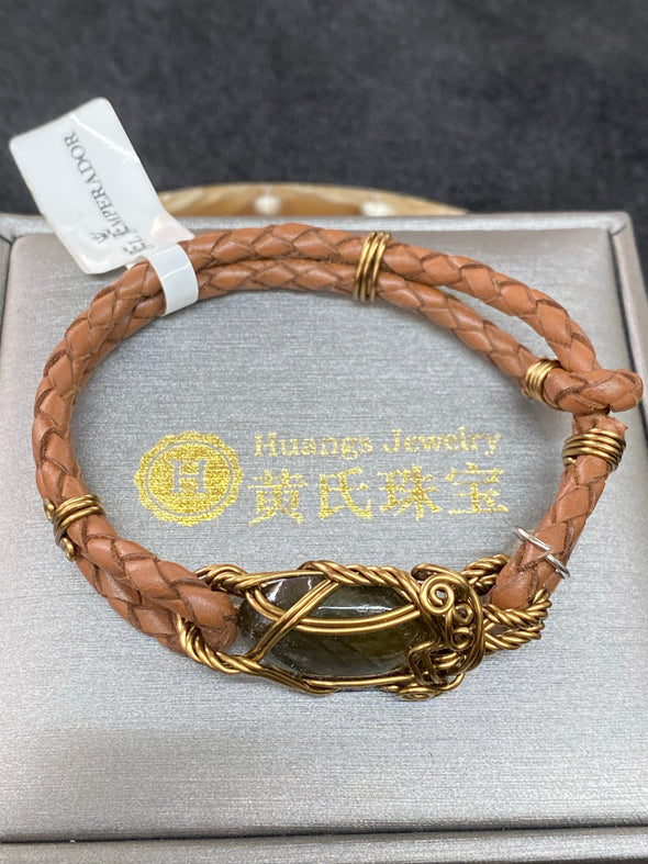 Labradorite Leather Bracelet 13.17g - Huangs Jadeite and Jewelry Pte Ltd