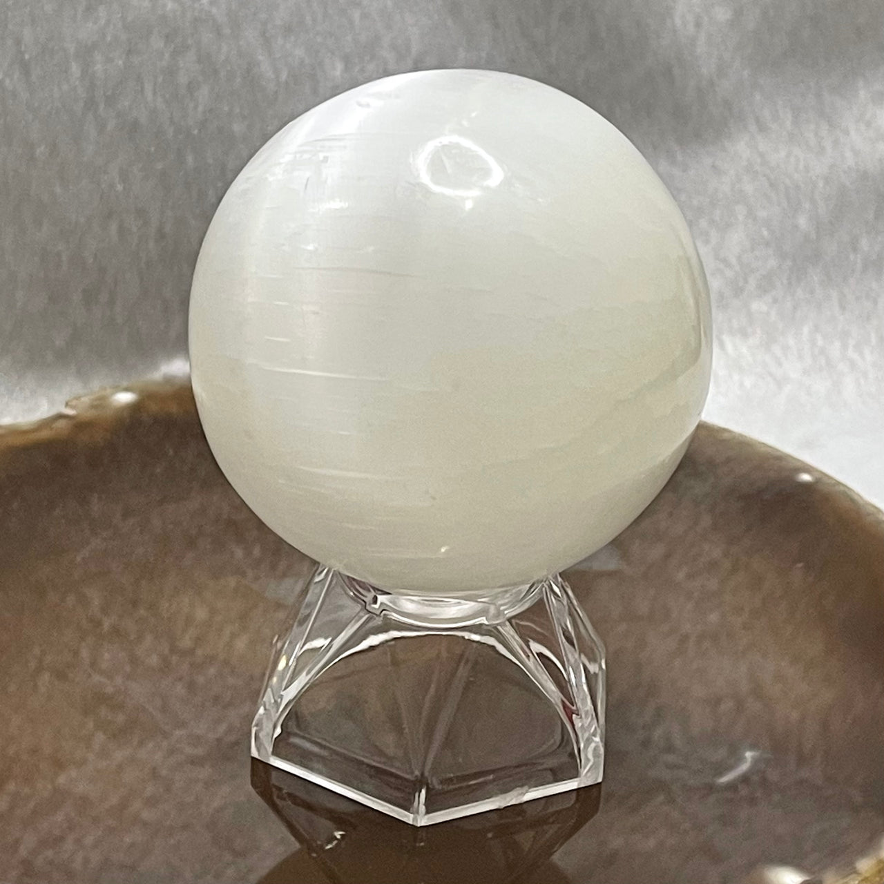 Natural Cat Eye Crystal Ball Display - 240.0g 79.8 by 79.8 by 103.5mm - Huangs Jadeite and Jewelry Pte Ltd