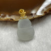 Type A Semi Icy Faint Green Hulu 18k Gold Pendant 2.72g 24.0 by 13.6 by 5.8mm - Huangs Jadeite and Jewelry Pte Ltd