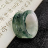 Type A Burmese Blueish Green Om Mani PadMe Hum Jade Jadeite Ring - 12.34g US12 HK27 Thickness 14.2 by 4.1 Inner Diameter 22.2mm - Huangs Jadeite and Jewelry Pte Ltd