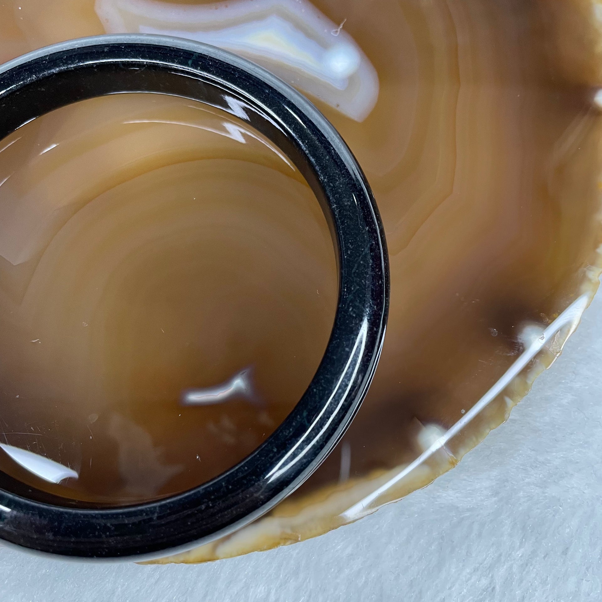 Type A Black Jadeite Bangle 38.86g inner diameter 60.7mm 9.2 by 7.6mm - Huangs Jadeite and Jewelry Pte Ltd