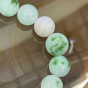 Type A Burmese Green & Lavender Floating Spicy Green Jade Jadeite Bracelet - 62.49g 13.0-14.0mm/bead 16 beads - Huangs Jadeite and Jewelry Pte Ltd
