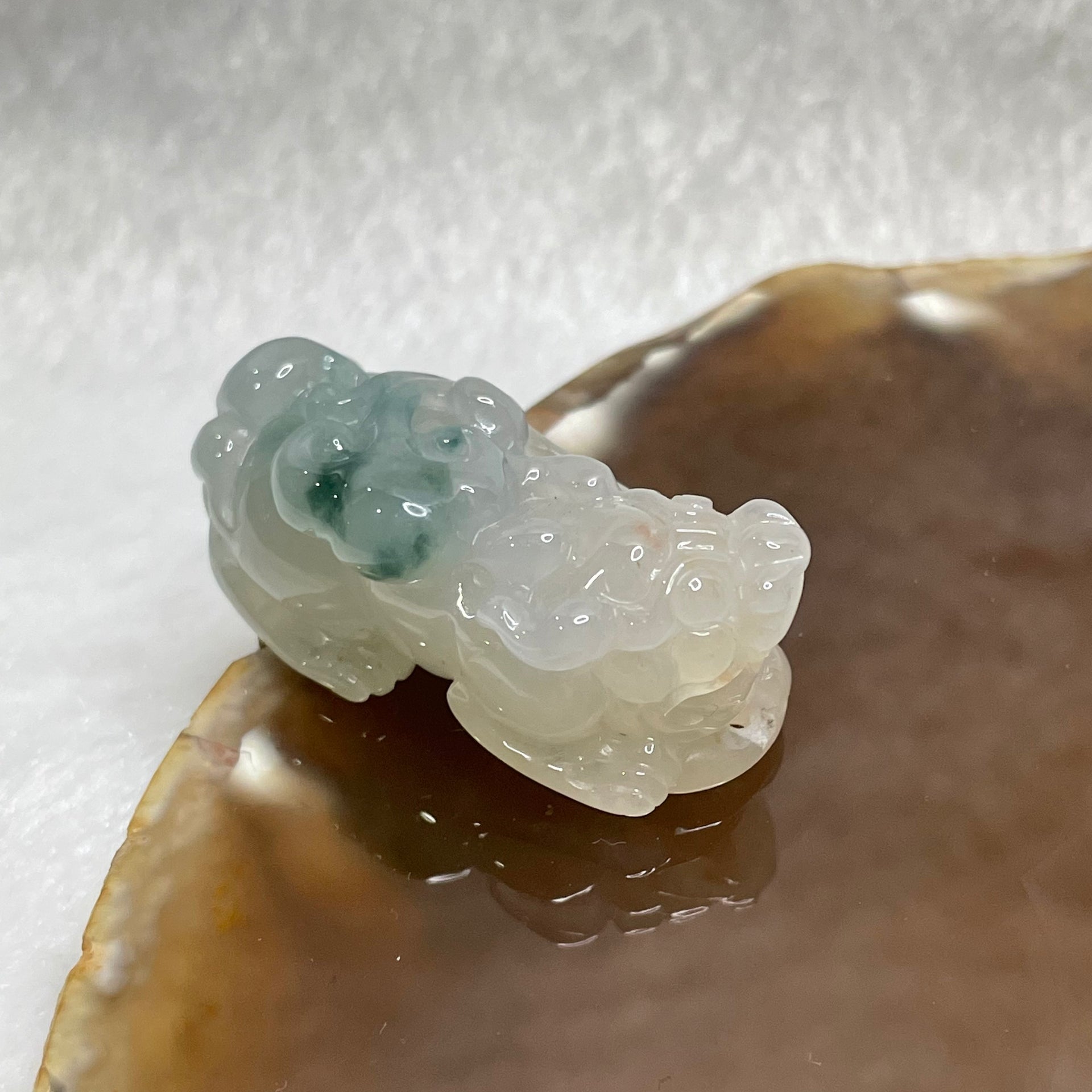 Type A Faint Green & Yellow Piao Hua with Brownish Yellow Spots Jade Jadeite Pixiu & Ruyi Charm - 14.16g 34.6 by 15.8 by 13.8mm - Huangs Jadeite and Jewelry Pte Ltd