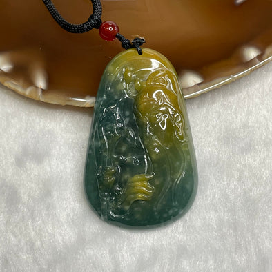 Type A Blueish Green & Yellow Guan Gong Jade Jadeite 26.16g 54.0 by 34.1 by 8.2mm - Huangs Jadeite and Jewelry Pte Ltd