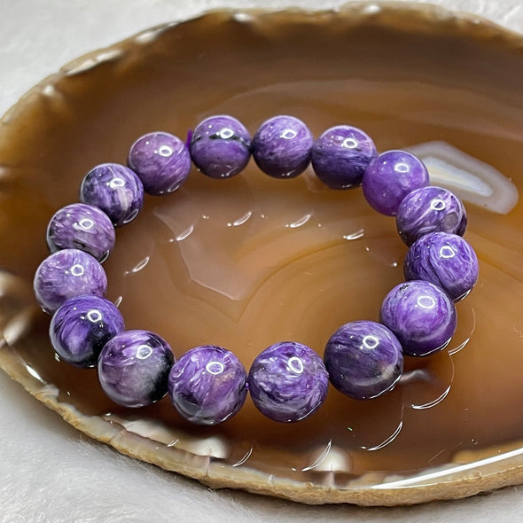 Natural Charoite Crystal Bracelet 48.65g 13.1mm/bead 16 beads - Huangs Jadeite and Jewelry Pte Ltd