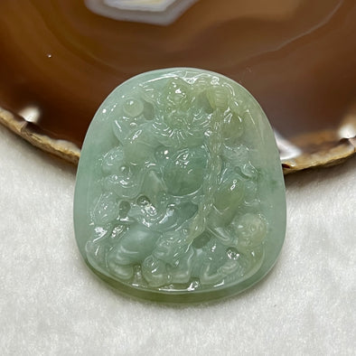 Type A Semi Icy Green Zhong Kui Jade Jadeite Pendant 38.86g 55.6 by 48.5 by 7.3mm - Huangs Jadeite and Jewelry Pte Ltd