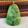 18k Yellow Gold High Quality Translucent Type A Light Green with Green, Dark Blueish Green and Russet Patches Jade Jadeite Shan Shui Pendant with NGI Cert for Benefactor Luck 231.82 cts 63.65 by 43.42 by 10.22mm - Huangs Jadeite and Jewelry Pte Ltd