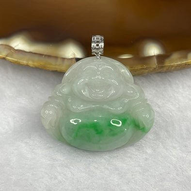 Type A Spicy Green Piao Hua Jade Jadeite Milo Buddha with 18K Gold Clasp -  6.11g 23.4 by 28.1 by 6.6mm - Huangs Jadeite and Jewelry Pte Ltd