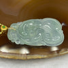 Grand Master Certified Type A Icy Sky Blue Jade Jadeite Ruyi Pendant with 18K Clasp and Gold Plated Chain - 10.92g 39.2 by 25.7 by 5.0 mm - Huangs Jadeite and Jewelry Pte Ltd