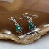 Type A Blueish Green Hulu Jade Jadeite Earrings 18k White Gold 2.02g 29.7 by 6.2 by 4.5mm - Huangs Jadeite and Jewelry Pte Ltd