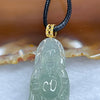 Type A Icy Green Cai Shen Ye Jade Jadeite Pendant with 18k Gold Clasp 8.90g 39.2 by 19.4 by 6.2 mm - Huangs Jadeite and Jewelry Pte Ltd
