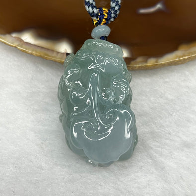 Grand Master Certified Type A Icy Sky Blue Jade Jadeite Pixiu Pendant - 34.29g 39.0 by 24.0 by 12.7 mm - Huangs Jadeite and Jewelry Pte Ltd