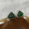 Type A Full Green Jade Jadeite Milo Buddha Earrings 18k White Gold Studs 2.53g 10.7 by 12.9 by 4.5mm - Huangs Jadeite and Jewelry Pte Ltd